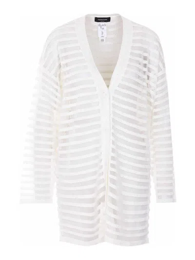 Fabiana Filippi White Cardigan With Frontal Buttons Closure