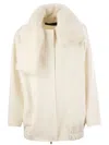 Fabiana Filippi Luxury Cashmere Caban With Mink Fur Collar In White