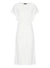 Fabiana Filippi Elasticated Band Crewneck Midi Dress In White
