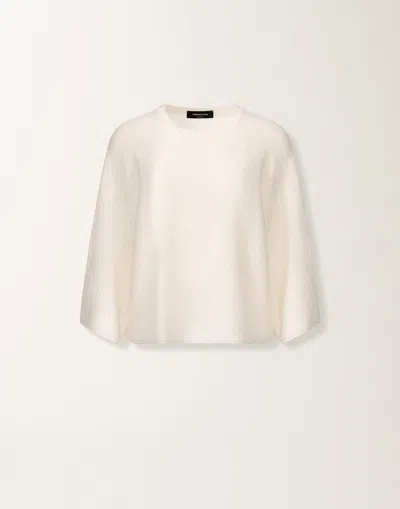 Fabiana Filippi White Cotton And Linen Cape With Sequins