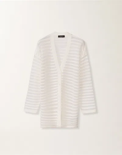 Fabiana Filippi White Cardigan With Frontal Buttons Closure