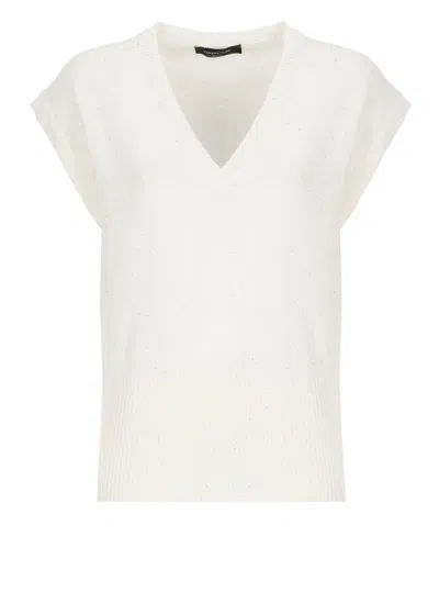 FABIANA FILIPPI FABIANA FILIPPI WHITE COTTON AND LINEN KNIT TOP