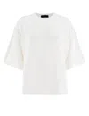 Fabiana Filippi White Cotton Jersey T-shirt With Diamond Thread Embroidery In White