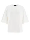 Fabiana Filippi White Cotton Jersey T-shirt With Diamond Thread Embroidery In White