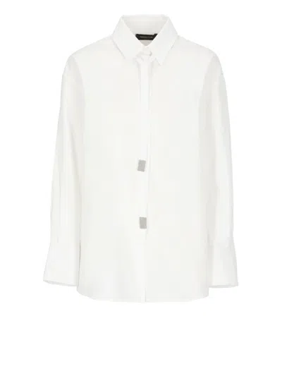 FABIANA FILIPPI WHITE COTTON SHIRT WITH STRUCTURED COLLAR