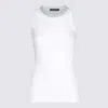 Fabiana Filippi Embroidered Neckline Knit Top In Bianco Ottico/verde Acqua