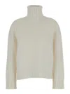 Fabiana Filippi White High Neck Sweater In Silk And Wool In White