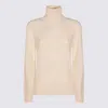 Fabiana Filippi Sequin Turtleneck Sweater Sweaters And Cardigans White In Neutral