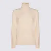 Fabiana Filippi Sequin Turtleneck Sweater Sweaters And Cardigans White In Neutral