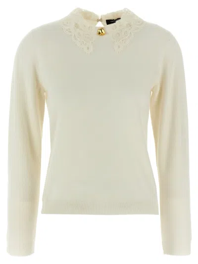 FABIANA FILIPPI WHITE LACE NECK SWEATER