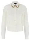 Fabiana Filippi Boxy Poplin Shirt With Stone Embellished Collar In White