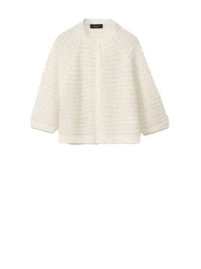 Fabiana Filippi Cotton Open Cape With Sequins In White
