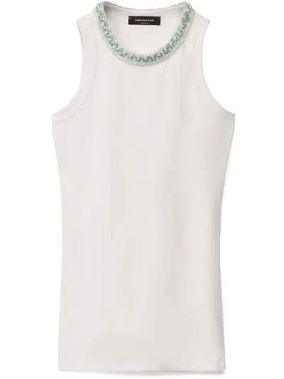 Fabiana Filippi White Sequin Sleeveless Top