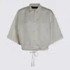 Fabiana Filippi Hem Drawstring Collar Short Sleeve Top In White