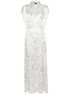 Fabiana Filippi Long Flower Pattern Dress With Belt In White
