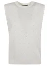 Fabiana Filippi Crystal Embellished Sleeveless Sweater In White