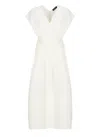 Fabiana Filippi Draped Waist Sleeveless V Neck Midi Dress