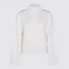 Fabiana Filippi Merino Wool Cropped Turtle Neck Sweater In White