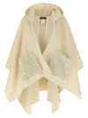 Fabiana Filippi Draped Hooded Cape Textured Pockets In Neutral
