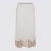 Fabiana Filippi Platinum Wool Blend Lace Band Pencil Skirt In White