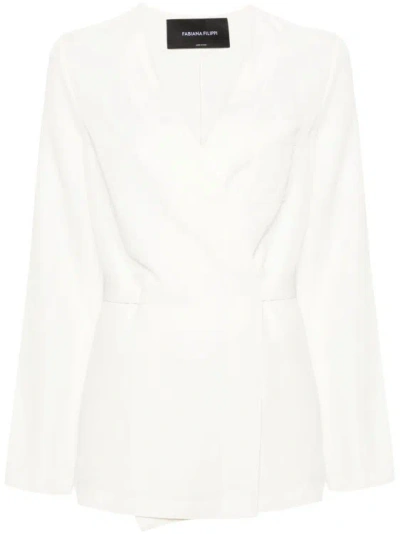 Fabiana Filippi No-lapels Wrap Blazer In White