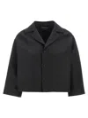 Fabiana Filippi Silk Blend Wide Blazer With V-neck Collar In Black