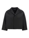 Fabiana Filippi Silk Blend Wide Blazer With V-neck Collar In Black