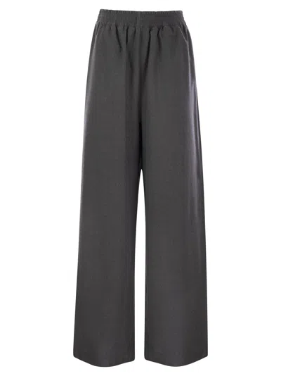 Fabiana Filippi Wide Flannel Trousers In Grey