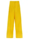 Fabiana Filippi Wide-leg Cotton Blend Trousers With Pin Tucks In Yellow