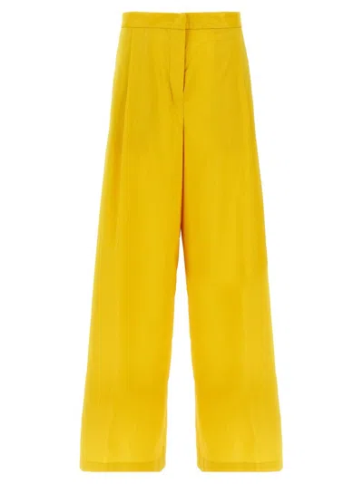 FABIANA FILIPPI WIDE-LEG COTTON BLEND TROUSERS WITH PIN TUCKS