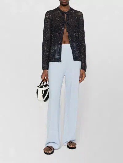 Fabiana Filippi Wide Leg Glitter Knit Trousers In White