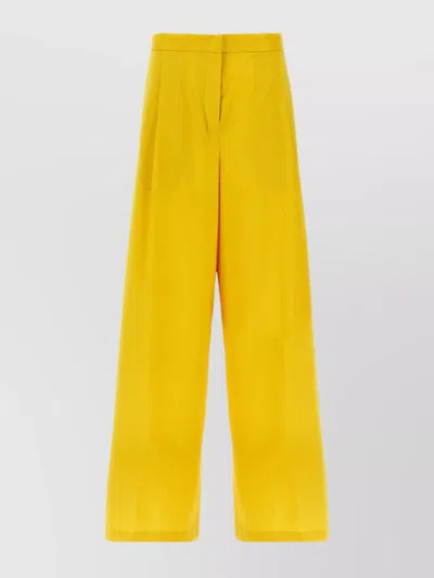 Fabiana Filippi Wide-leg High Waist Trousers With Back Pocket In Yellow