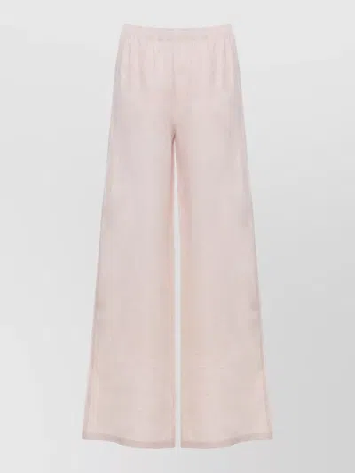 Fabiana Filippi Wide Leg Linen Pants Rear Light Detail In Pink