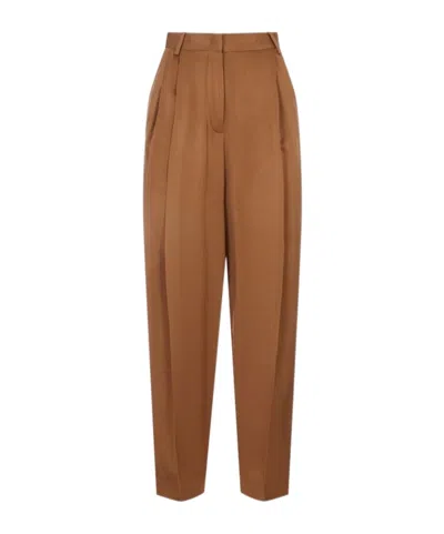 Fabiana Filippi Wide Leg Pleated Trousers In Brown