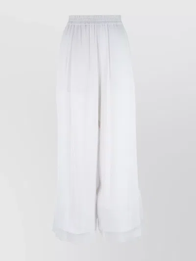 Fabiana Filippi Wide Leg Sheer Fabric Trousers With Elastic Waistband In Gray