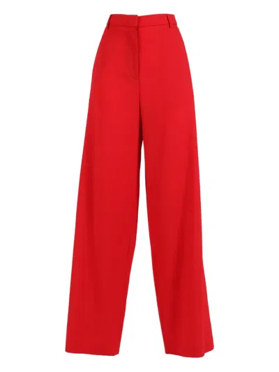 Fabiana Filippi Pantalone Ampi Alla Caviglia In Frescolana Color Lacca In Red