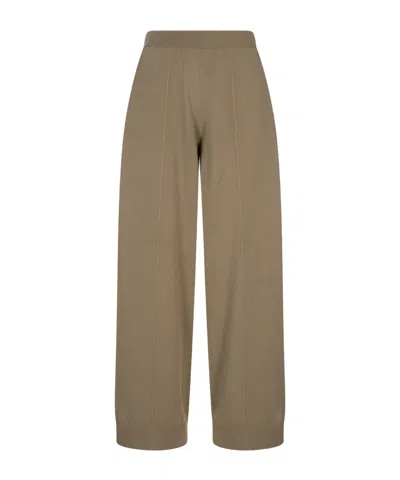 Fabiana Filippi Wide Olive Wool Blend Trousers In Multi