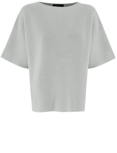 Fabiana Filippi Wide Sleeves Boat Neckline Sweater In Verde Aqua