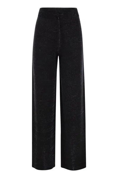 Fabiana Filippi Wide Trousers In Organic Cotton And Lurex In Black
