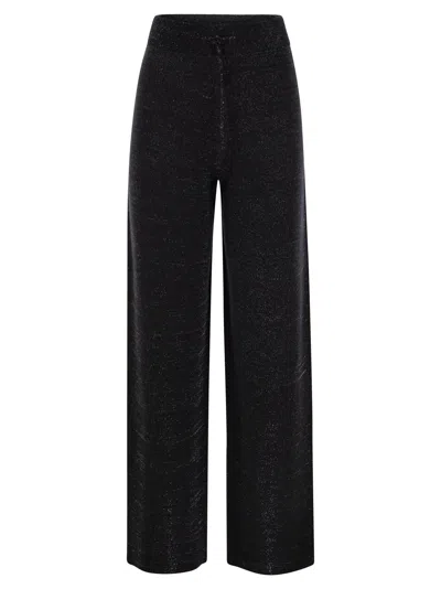 Fabiana Filippi Wide Trousers In Organic Cotton And Lurex In Black