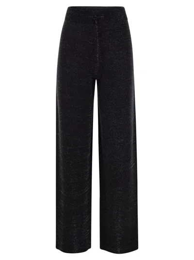 Fabiana Filippi Wide Trousers In Organic Cotton And Lurex In Black