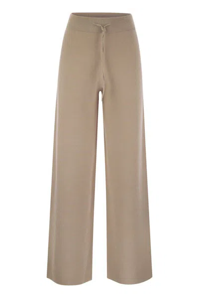 Fabiana Filippi Wide Trousers In Organic Cotton And Lurex In Powder Pink