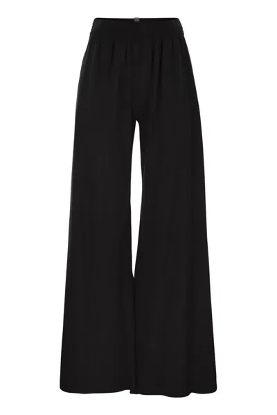 Fabiana Filippi Wide Trousers In Viscose And Wool In Multi