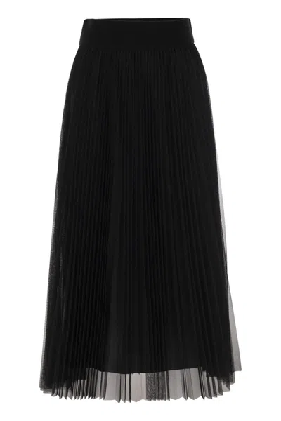 Fabiana Filippi Pleated Tulle Midi Skirt In Black