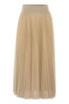 Fabiana Filippi Flowing Pleated Maxi Skirt With Elastic Waistband In Beige
