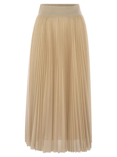 Fabiana Filippi Pleated Tulle Skirt With Knitted Waistband In Neutral