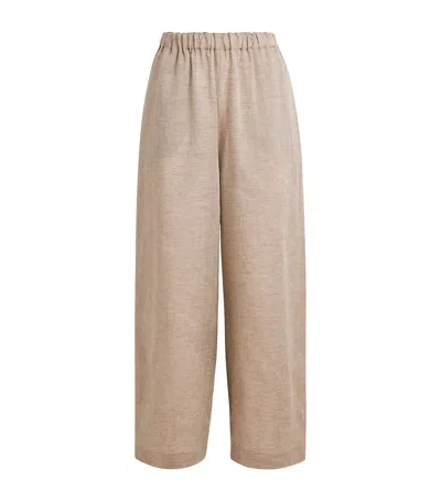 Fabiana Filippi Wide-leg Linen Trousers In Brown