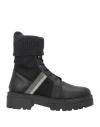 Fabiana Filippi Woman Ankle Boots Black Size 9 Leather, Textile Fibers