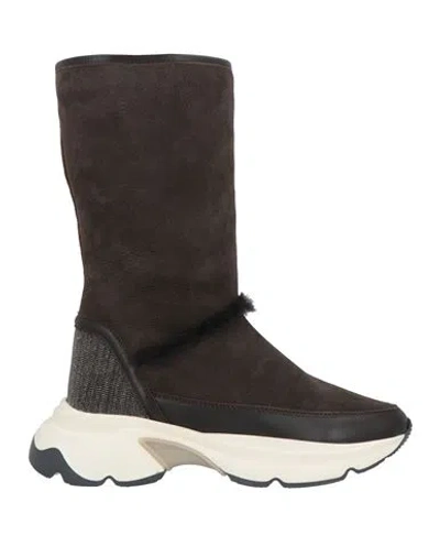 Fabiana Filippi Woman Ankle Boots Dark Brown Size 8 Leather