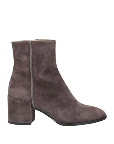 Fabiana Filippi Woman Ankle Boots Grey Size 7.5 Soft Leather